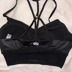 Alo Black mesh strappy sports bra